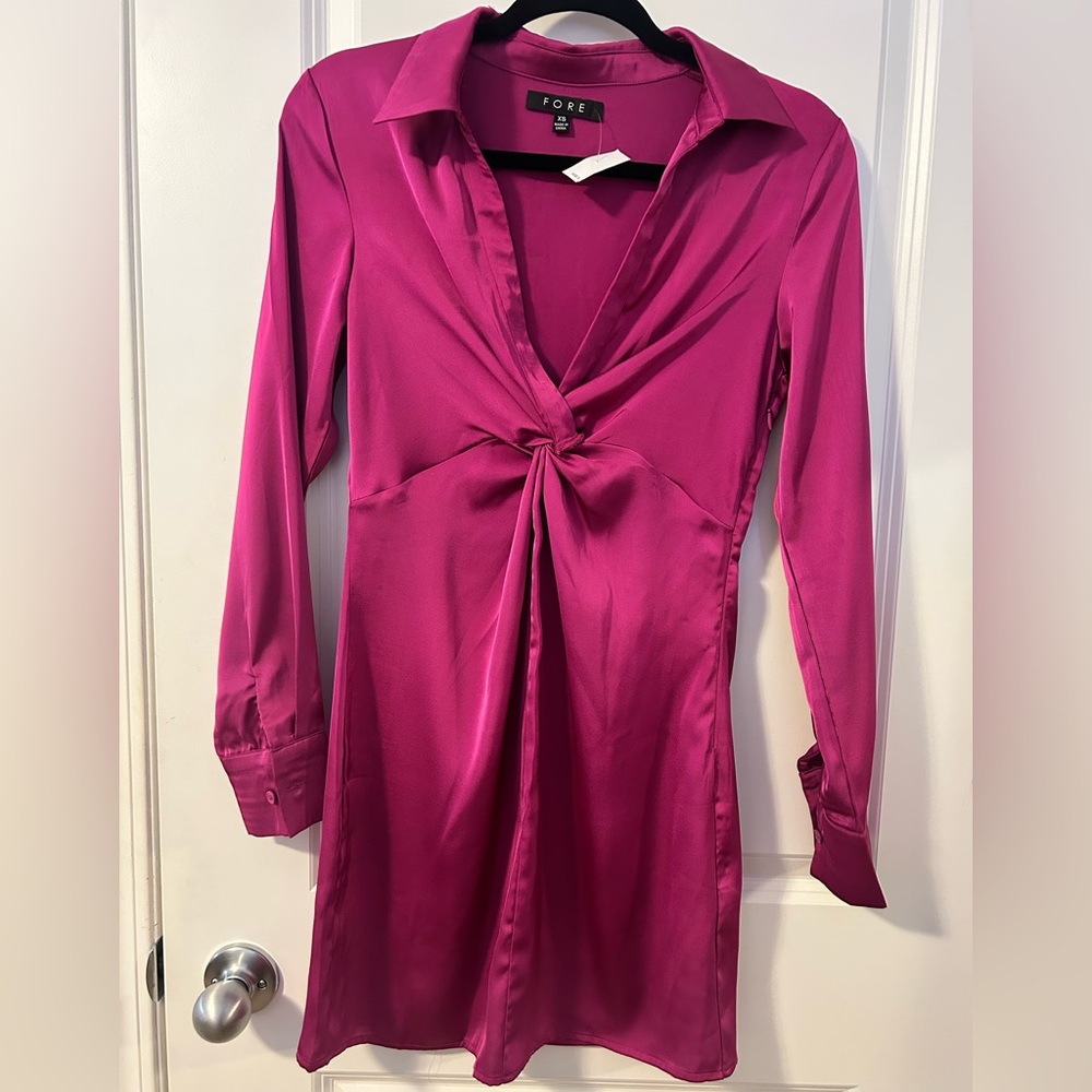 Fuchsia Long Sleeve Dress or tunic top by FORE, size XS